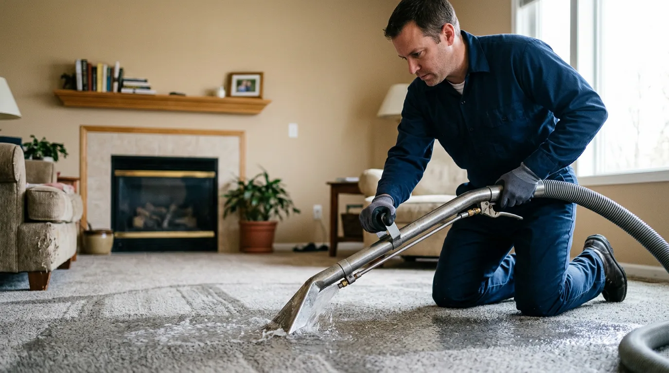 Water damage restoration technician working near Castalia, NC